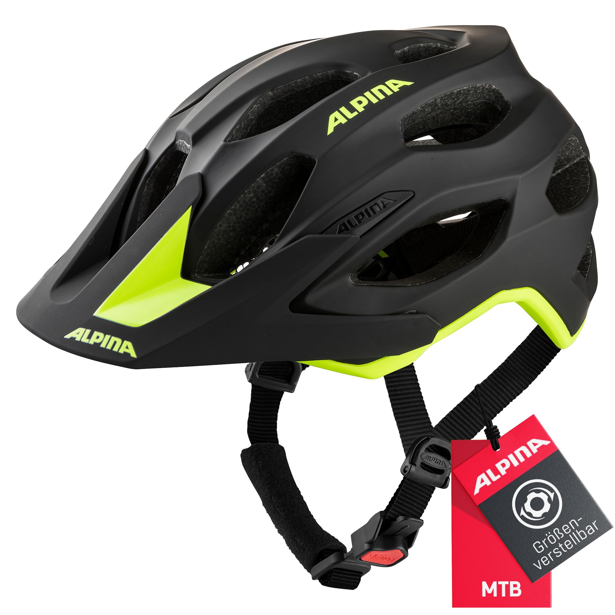 ALPINA Carapax 2.0 MTB bicycle helmet, Black-neon Yellow matt, 57-62 cm - A9725342