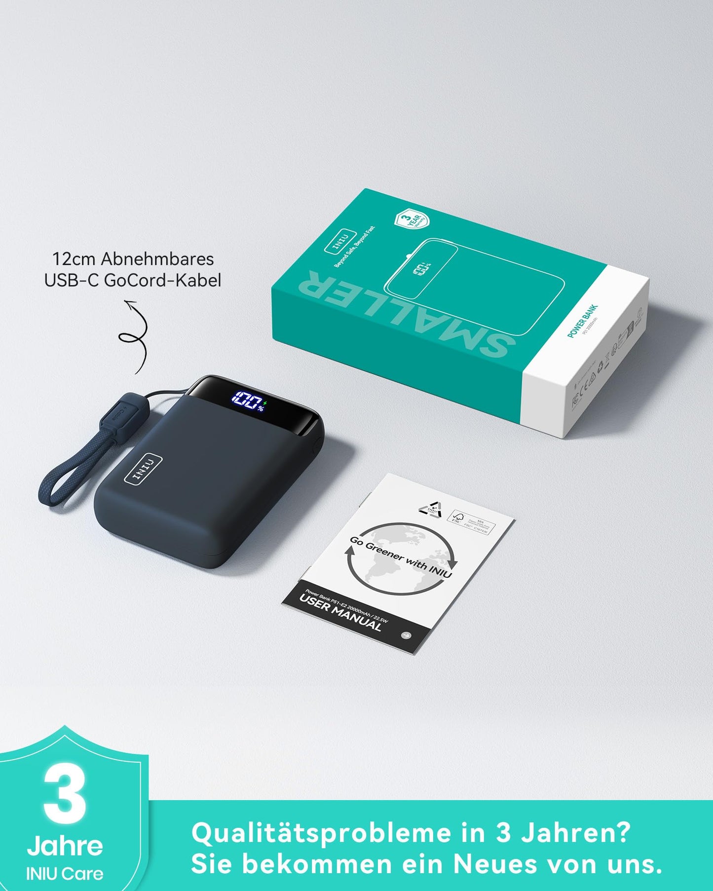 INIU Power Bank, Ultra Small 20000mAh 22.5W Fast Charging Power Bank iPhone, Mini External Mobile Phone Batteries, Flight-Friendly, Travel Essential, Small But Strong for iPhone 17 16, Samsung S25, iPad, Blue - P51