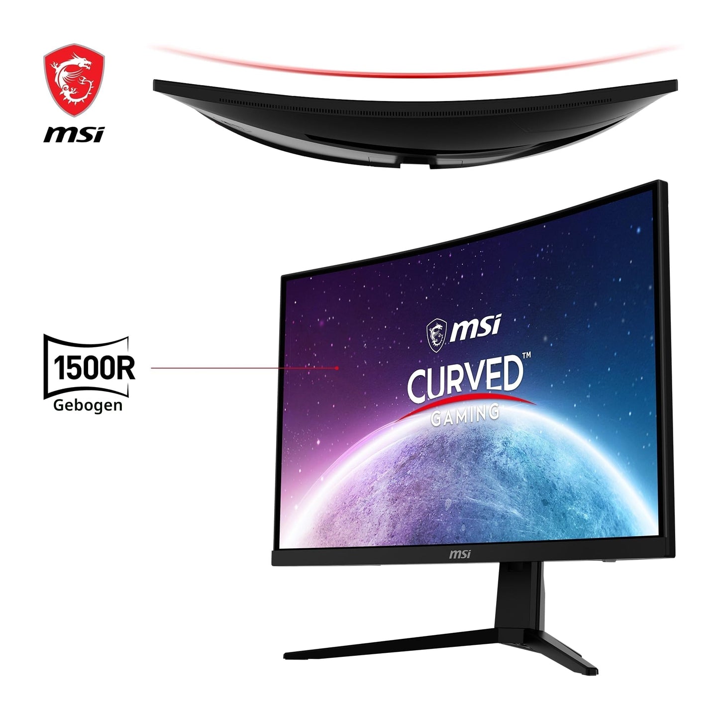 MSI G2422C 23.6 inch FHD Curved Gaming Monitor - 1500R 1920 x 1080 VA Panel, 180Hz / 1ms, Adaptive Sync - DP 1.2a, HDMI 2.0b CEC - 9S6-3BB31H-013