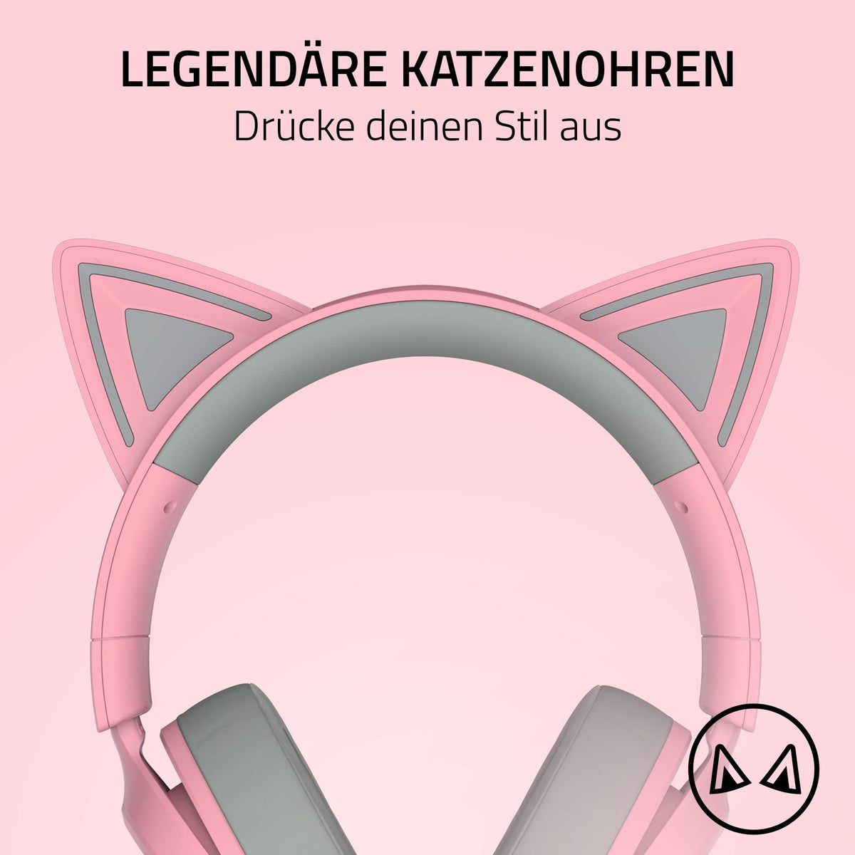 Razer Kraken Kitty V3 X - Wired Kitty Headset for Gaming - Iconic Kitty Ears - Weighs 270g - HyperClear Cardioid Microphone - TriForce 40mm Drivers - 3.5mm Jack | Quartz - RZ04-05350100-R3M1