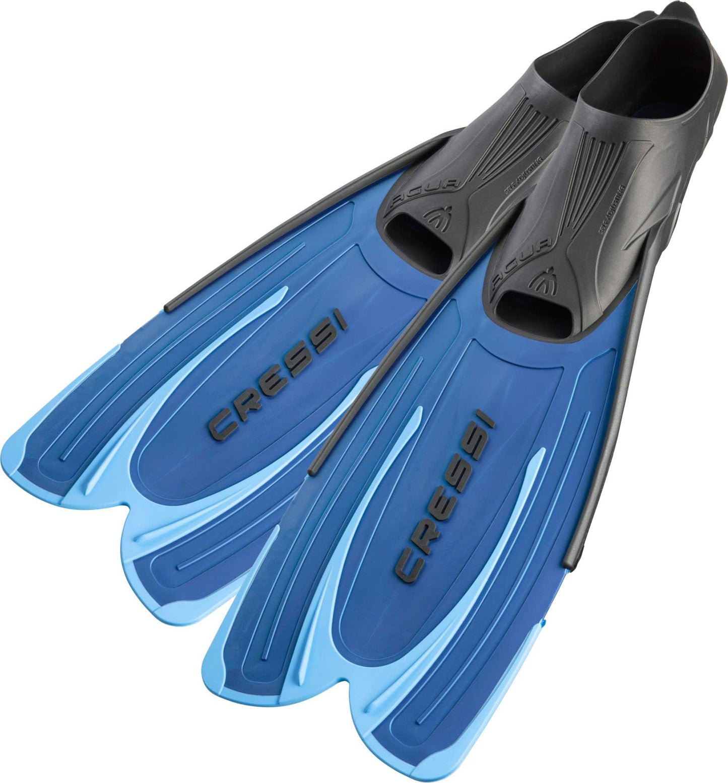 Cressi Agua Fins Swimming Fins - Adjustable Foot Section for Diving - Ergonomic Short Fins Adults & Children - Durable Fin Material - Blue - 35/36 - CA206343