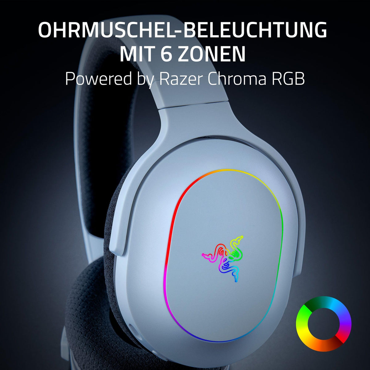 Razer Barracuda X Chroma - căști de gaming wireless pentru multiple platforme cu 6 zone Chroma RGB (SmartSwitch Hyperspeed & Bluetooth, driver de 40mm, microfon cardioid HyperClear detașabil) Alb - RZ04-05220200-R3M1