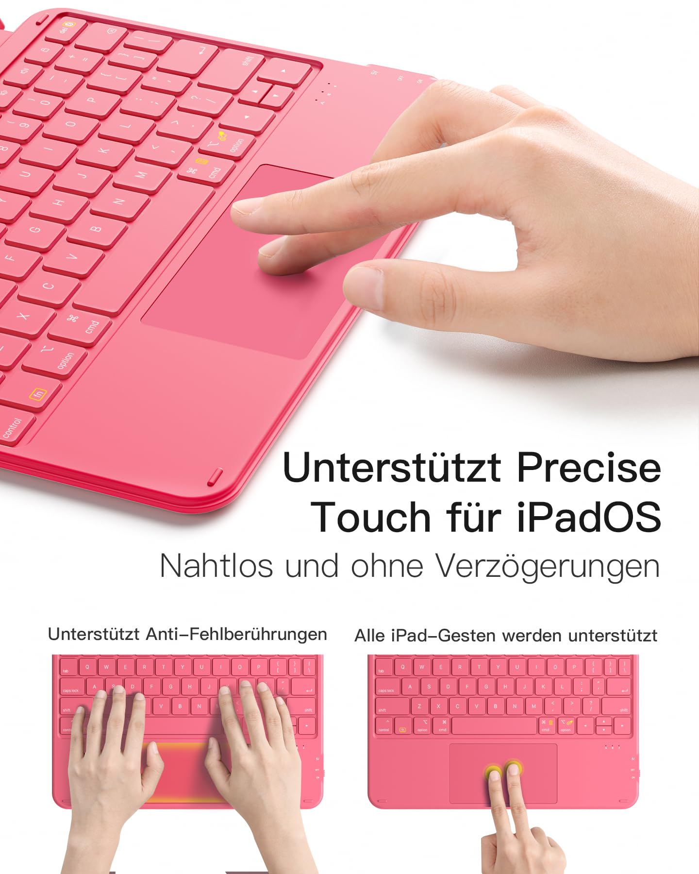Inateck case with keyboard, ultralight keyboard for iPad 10/11 generation A16 2025 11 inch, iPad Air 11" M3/M2 (2025/2024), Air 5/4, Pro 11 4/3/2/1, removable, with touchpad, QWERTZ, AceTouch KB04122 - KB04122-G-DE