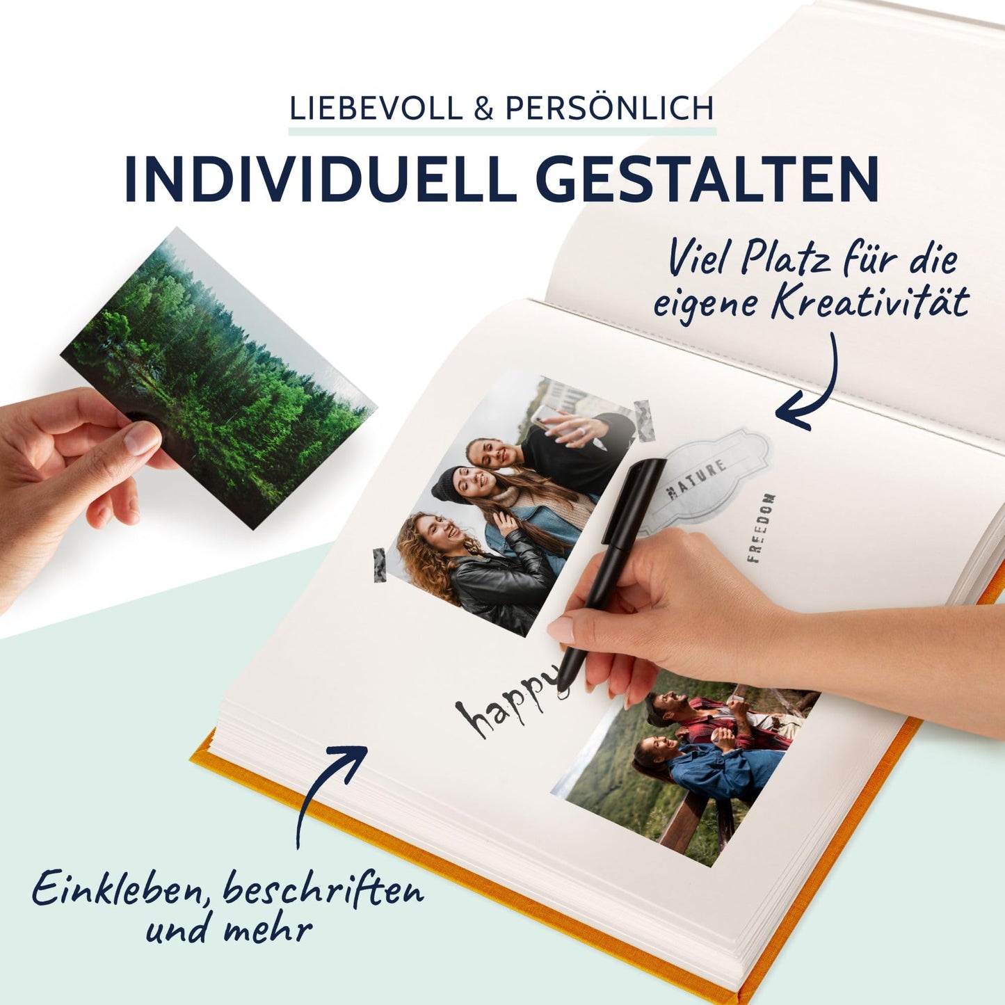 goldbuch 31705 photo album, Summertime, approx. 30 x 31 cm, photo book with 100 white pages with glassine dividers, album for gluing photos, linen cover, memory album, hardcover in yellow