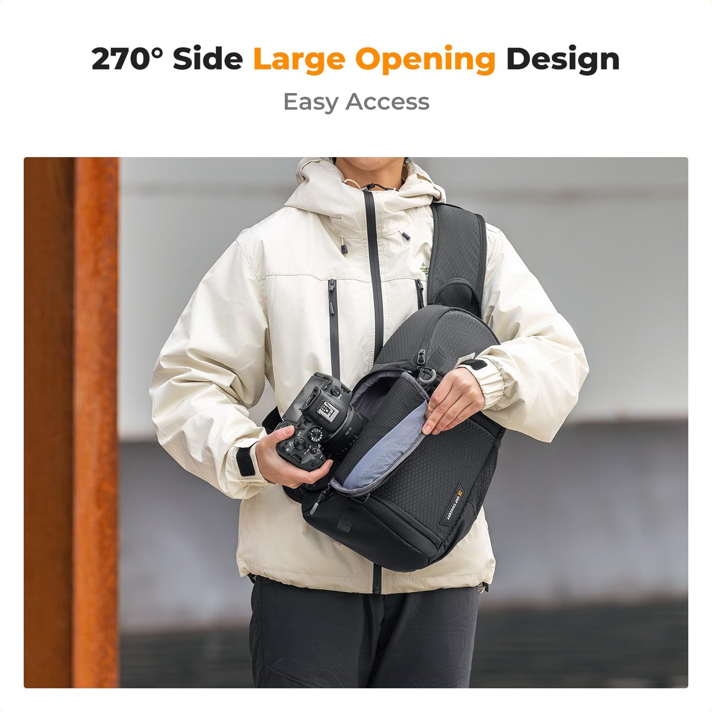 K&F CONCEPT Camera Shoulder Bag Waterproof Camera Travel Bag Photo Backpack Camera Shoulder Bag Quick Access Photo Backpack Black - KF13.141JP
