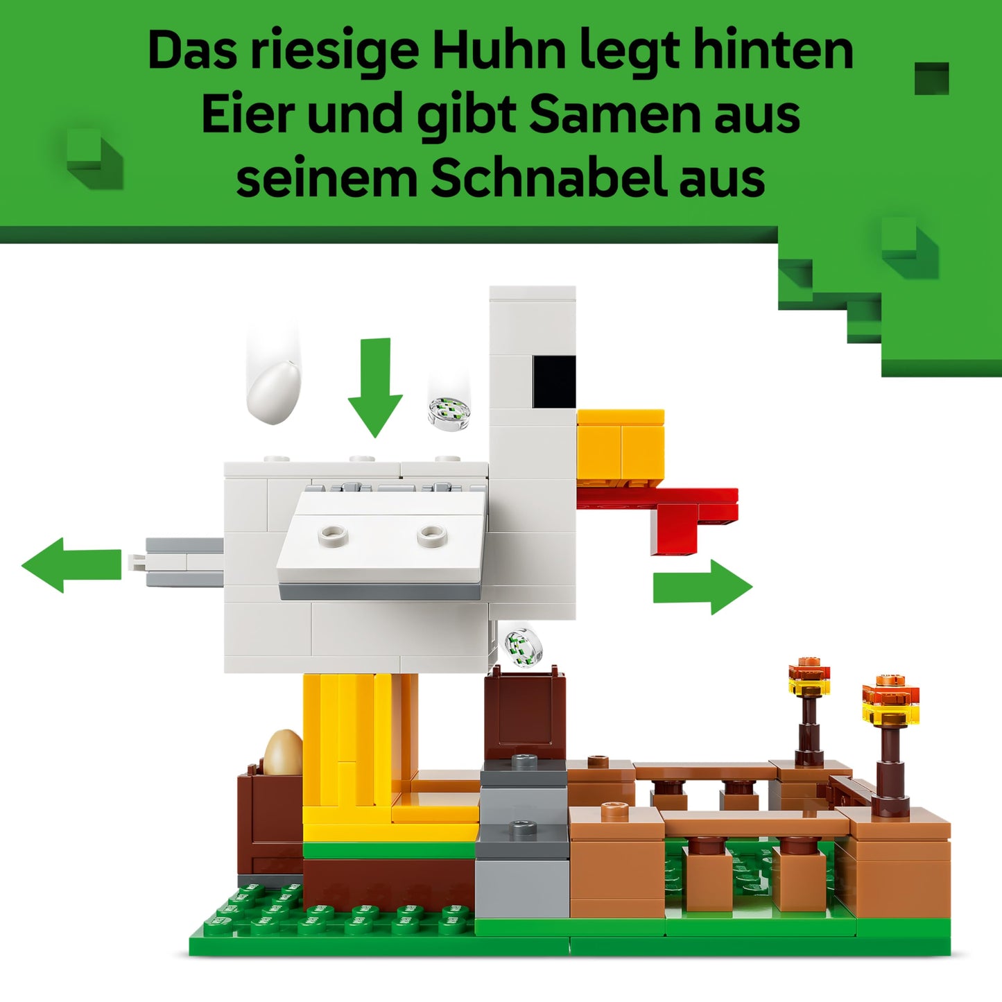 LEGO Minecraft Chicken Farm - Building toy with chicken fan minifigure, baby zombie and fox figures - Set with Minecraft figure - Gamer gift for boys and girls aged 7 and up - 21585