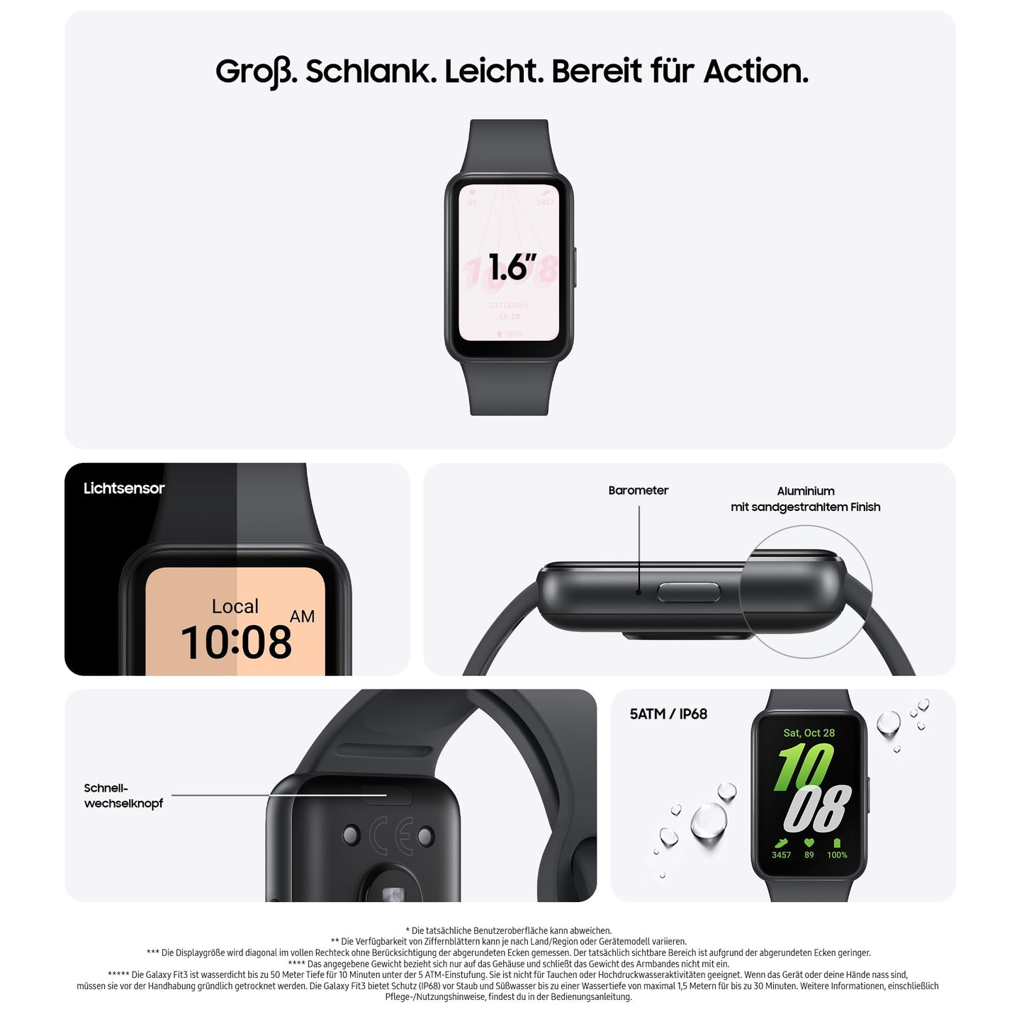 Samsung Galaxy Fit3 Smartwatch, Fitness Watch as a Fitness Tracker and Activity Tracker, Gray, Including 36 Months Manufacturer's Warranty [Exclusively at Amazon] - SM-R390