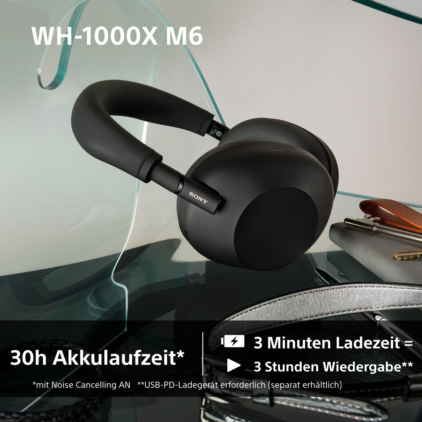 Sony WH-1000XM6 Wireless Noise Canceling Headphones, Signature Hi-Res Sound, Bluetooth Headphones, Comfort, Foldable Design, Magnetic Carrying Case, 30 Hour Battery NC On, iOS & Android - Silver - WH1000XM6S.CE7