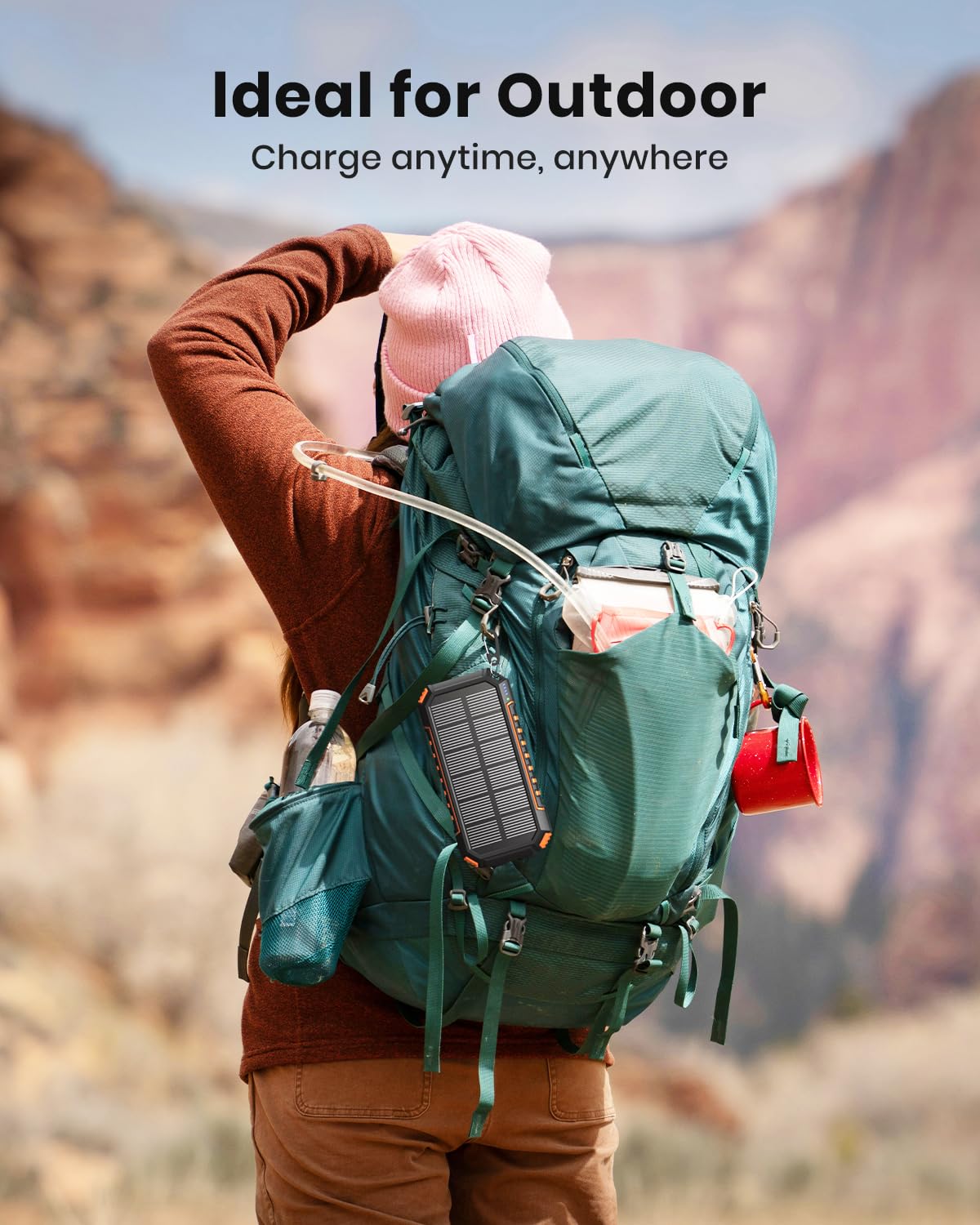 Solar Power Bank 20000mAh - 15W Fast Charger, Portable Charger, 3 Integrated Cables with LED Flashlights - 5 Outputs, Solar Mobile Phone Charger for iPhone 17/16/15/14/13 and Android - T11X