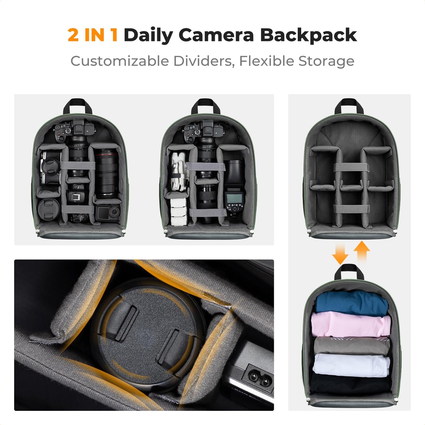 K&F CONCEPT camera backpack photo backpack compact & lightweight with rain cover - KF13.223V1
