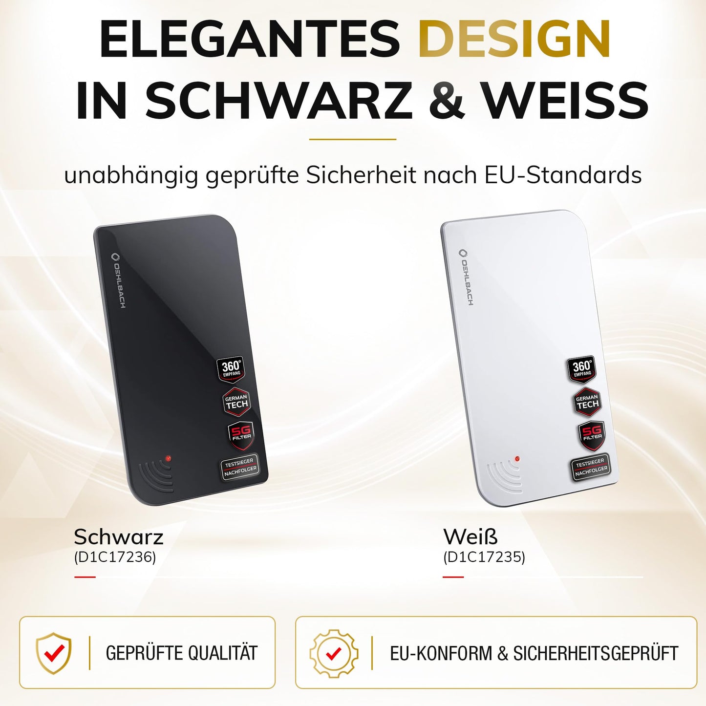 Oehlbach Scope Vision 5G DVB-T2 HD antenna - digital indoor antenna - active DVB-T amplifier - successor to our test winner - with 5G filter - white - 17235