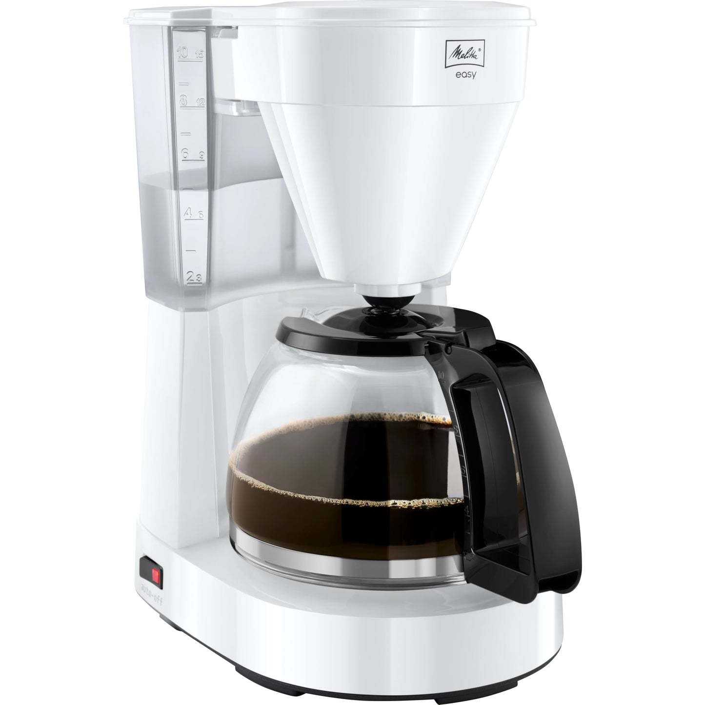 Melitta Easy – filter coffee machine with glass jug, for up to 10 cups of coffee, in white - 1023-01