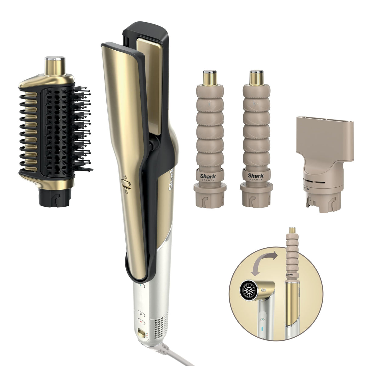 Shark Glam Multistyler și uscător de păr pentru păr drept, HD6041SEU