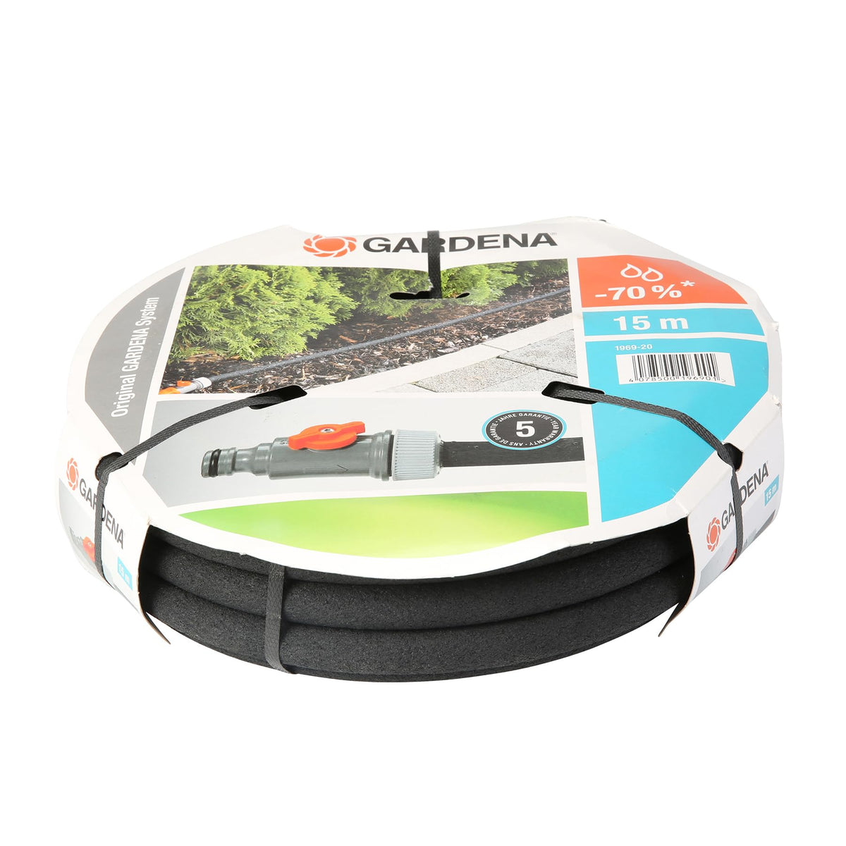 Gardena Perl-Regner: Water-saving hose sprinkler for watering rows of plants and flower beds, saves up to 70 percent water, individually adjustable, easy to use, hose length: 15 m (1969-20) - 01969-20