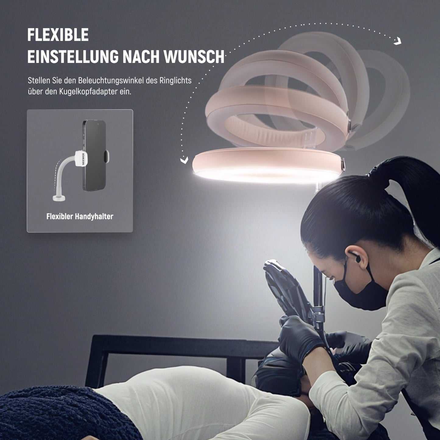 NEEWER 14" Inflatable Large Ring Light with Tripod Stand/Cell Phone Holder/Remote Control, 35W Portable LED Video Light 2900-6500K 2400Lux CRI95+ for Selfie Streaming Video Makeup Eyelash Studio, RA14B