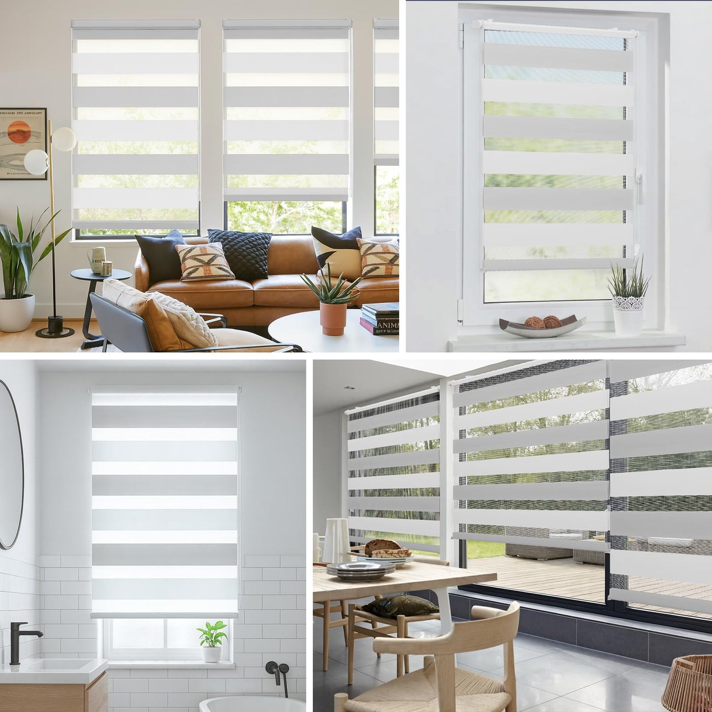 Sekey double roller blind Klemmfix without drilling for windows, two-tone double roller blind 60 cm wide, duo roller blind sun protection, 60x210cm, white & light gray - BL-7113