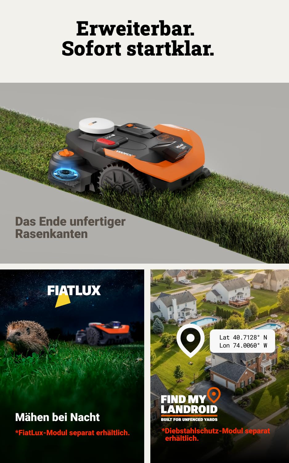Worx Vision Cloud WR312E, 2WD Robotic Mower without Boundary Wire, 1200 m²