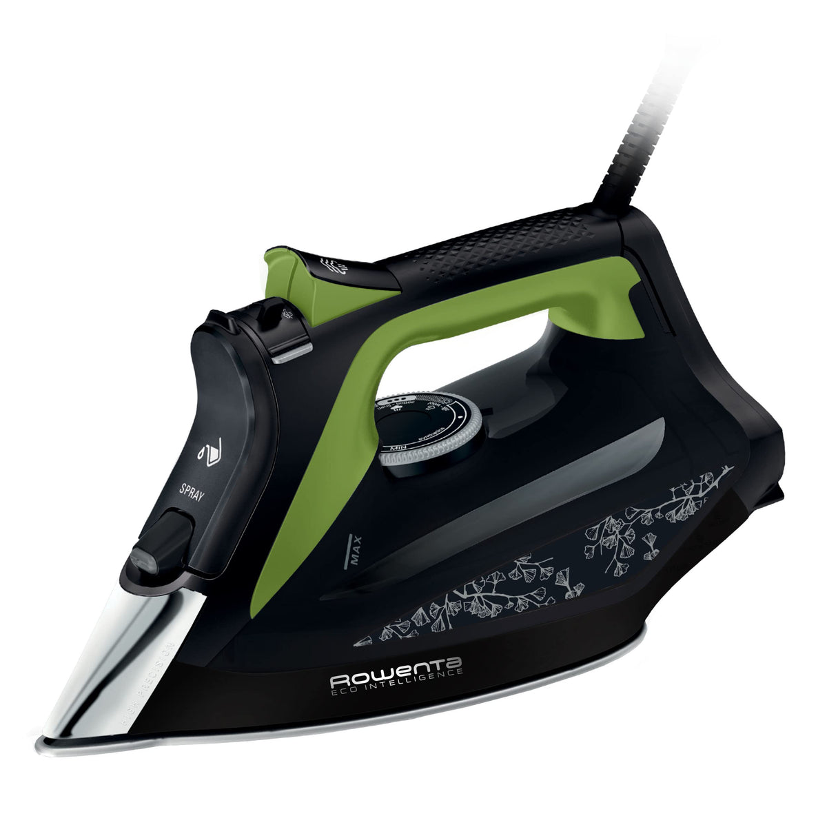 Rowenta Eco Intelligence Fier de călcat cu aburi, 2700 Watt, eliberare continuă a aburului: 45 g/min., impuls de abur: 180 g/min., talpă Laser Microsteam400 HD 3De, funcție anti-picurare, negru/verde, DW6330 - DW6330D1