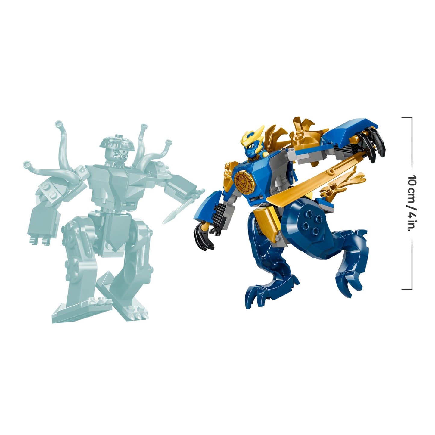 LEGO NINJAGO Duel with Jay's Dragon Mech - Ninja toy for boys and girls - model building with 2 action figures, 2 minifigures, katana and sword - gift for children aged 4 and over - 71853