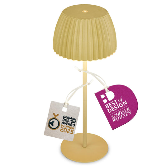 BRILONER - Riffle LED Table Lamp Wireless IP44 with Light Edge, Touch Dimmer, Replaceable Battery, Nightstand Lamp, Reading Lamp, LED Lamp, Battery Lamp, German Design Award Winner 2025, 14.5x36.5 cm, Green - 7553019