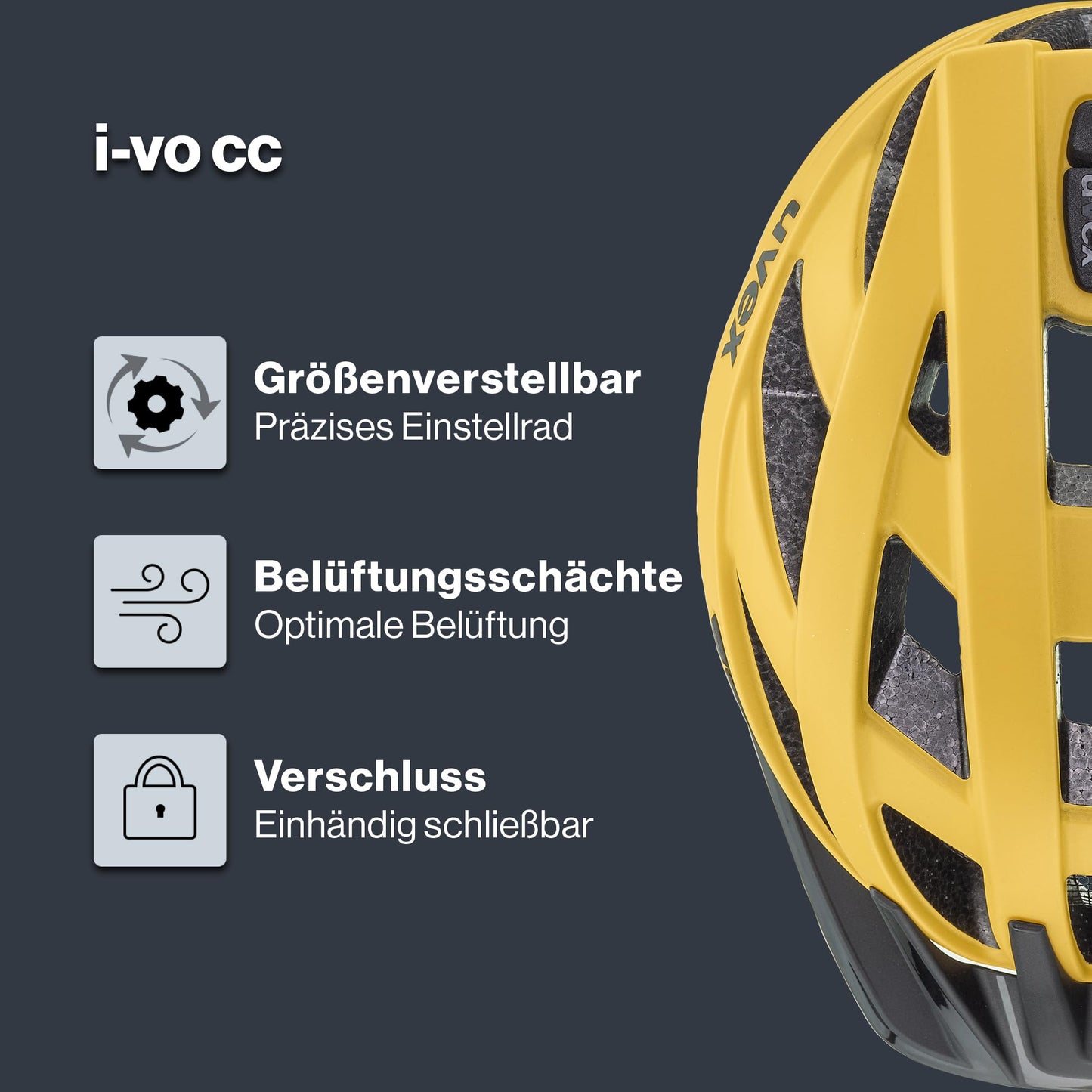 uvex i-vo cc bicycle helmet, sunbee, 56-60 cm - S4104233517