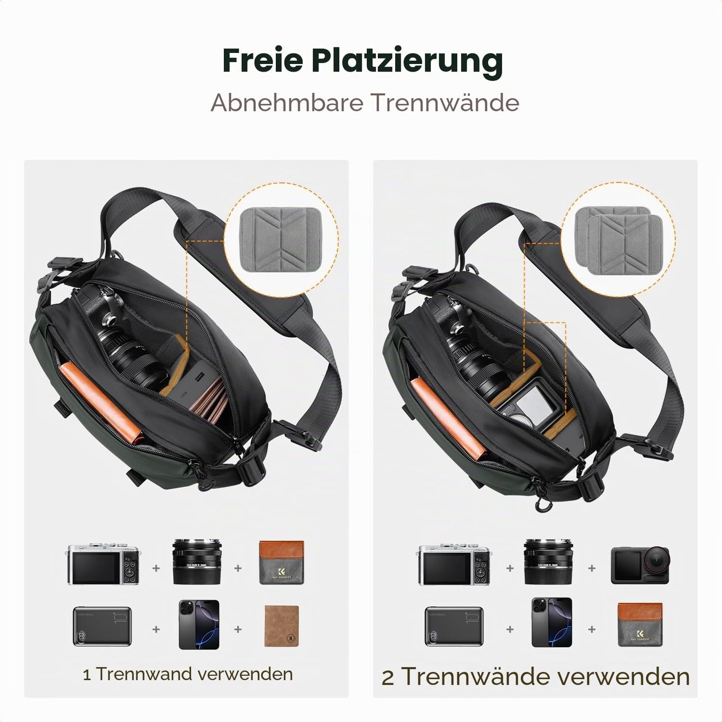 K&F CONCEPT Camera Bag Small, Camera Bag, Small Photo Bag for DSLR/SLR/Accessories, Simple Fashion Shoulder Bag - KF13.188V1