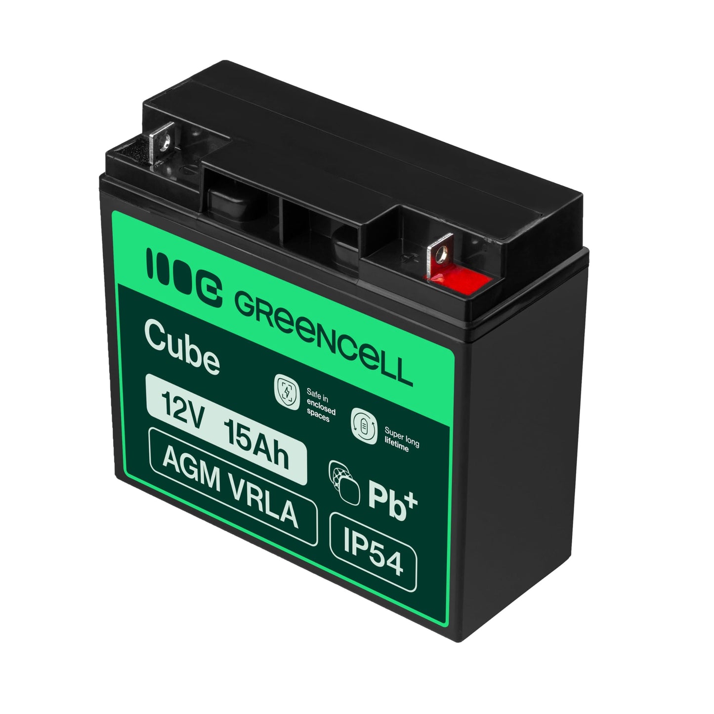 Green Cell AGM 12V 15Ah battery fleece battery VRLA lead battery lead battery replacement battery A cycle-proof maintenance-free UPS, UPS, children's quad, lawn mower, wheelchair, eBike - AGM53_1