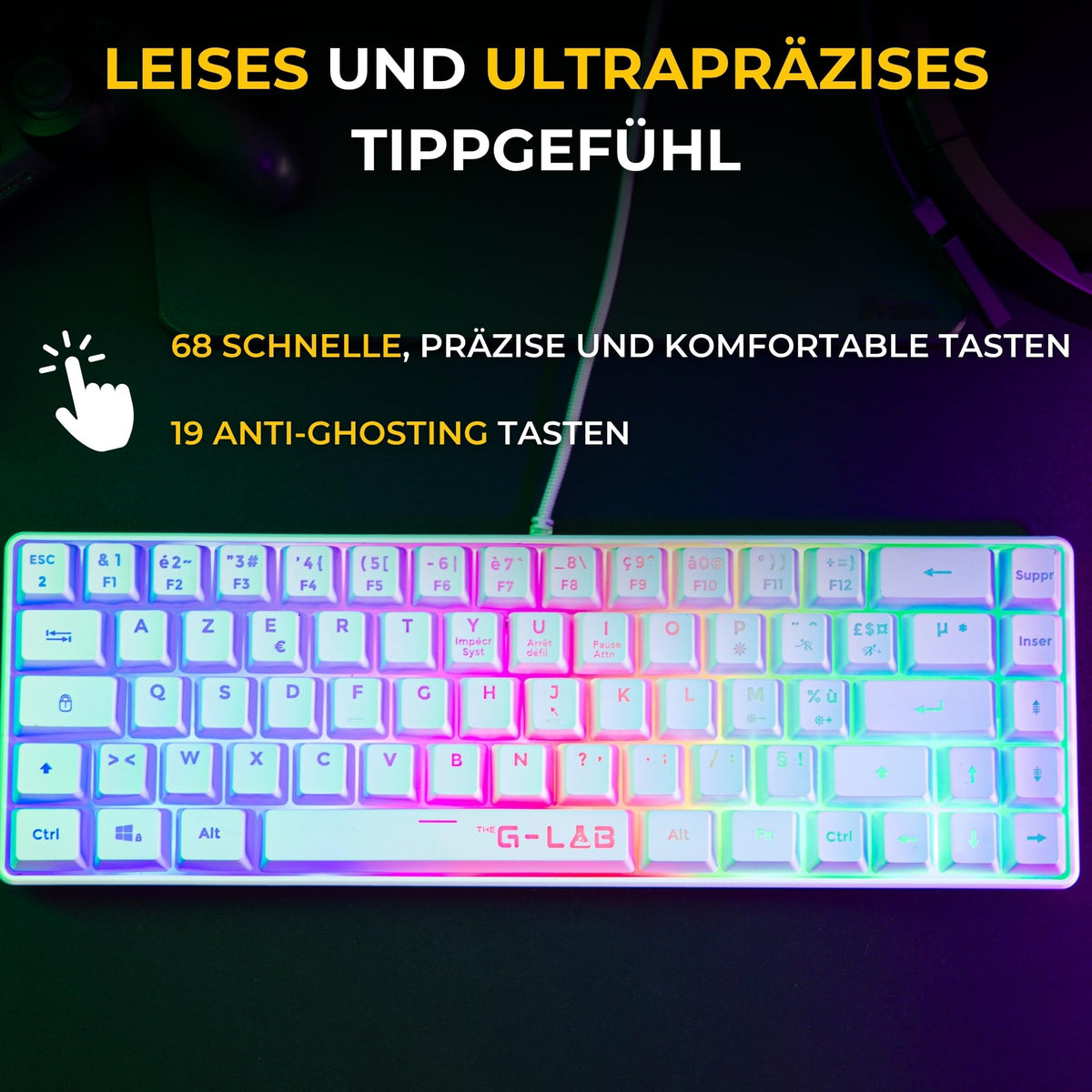 The G-Lab Combo Hydrogen - Gaming Keyboard and Mouse Set White QWERTZ DE - COMBO-HYDRO-W
