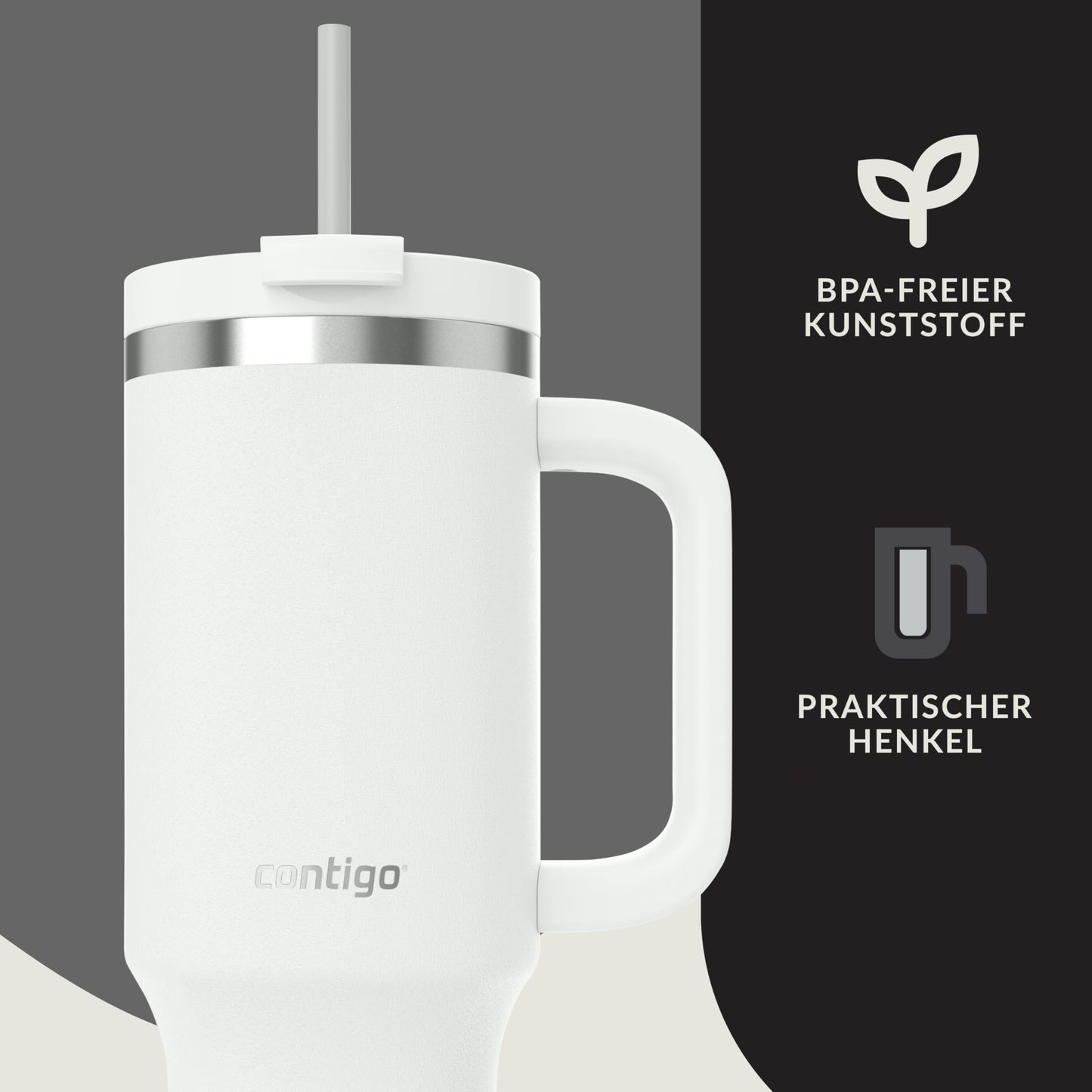 Contigo thermos bottle 1200 ml with handle and straw | Stainless Steel Insulated Thermal Drinking Bottle with Lid | Cools for 29 hours | Travel Mug | Thermo mug | - 2217786
