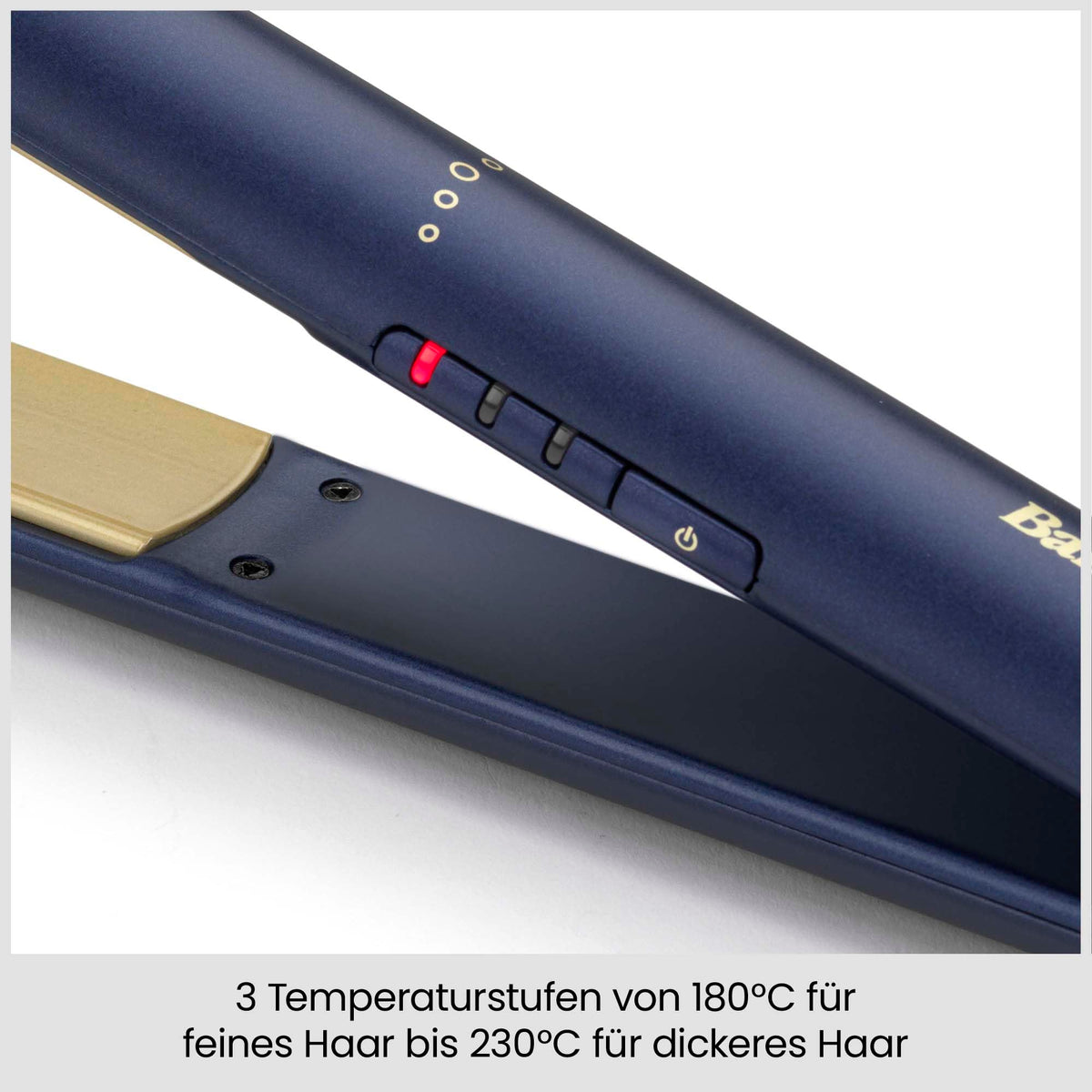 BaByliss Midnight Luxe Straightener - Titanium Ceramic Floating Plates for smooth gliding, quick heating in 30 seconds, 3 temperature settings up to 235°C, suitable for worldwide use, model 2516PE.