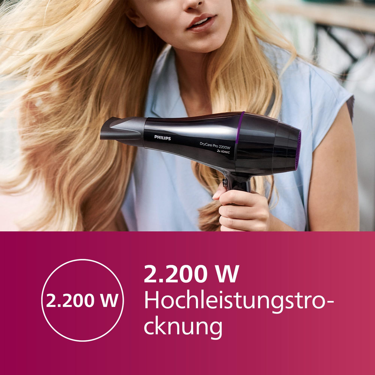 Philips DryCare Pro Uscător de păr cu motor AC puternic (Model BHD274/00)