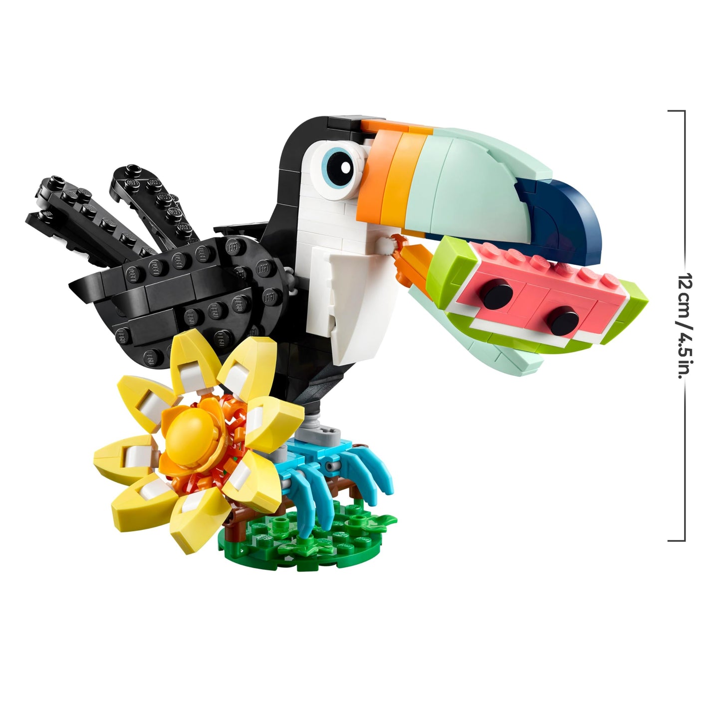 LEGO Creator 3in1 Wild Animals: Tropical Toucan with a Flower - Toy Animal Transforms into a Butterfly Figure or a Tropical Fish - Creative Gift for 7+ Year Old Girls & Boys - 31173