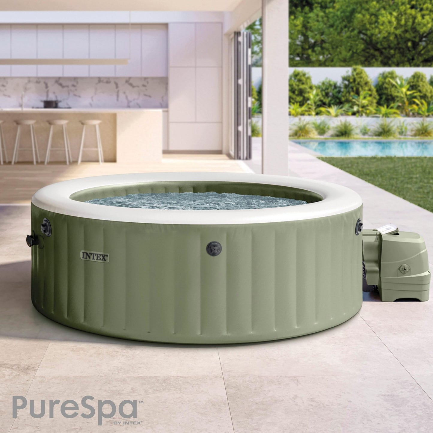 Intex 4-Person Olive Green Round Bubble Spa Set 28426NP (196cm x 71cm)