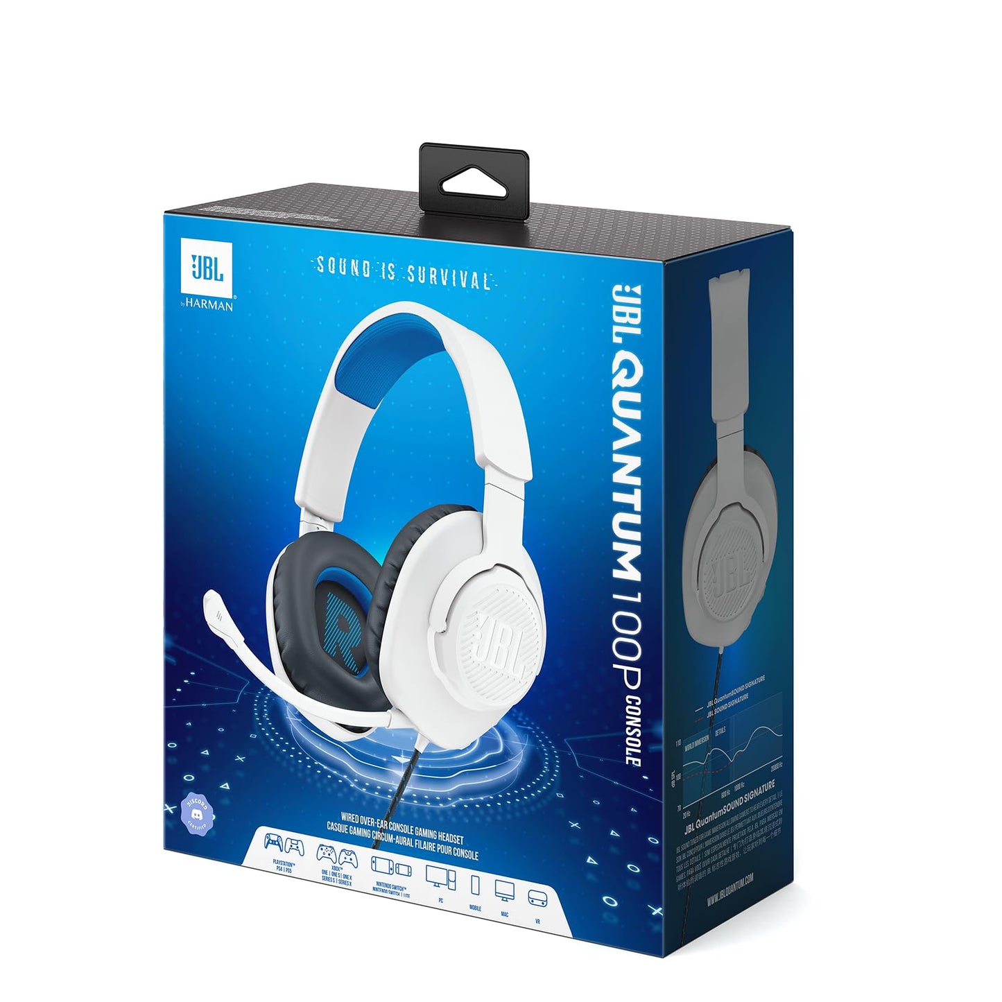 JBL Quantum 100P Over-Ear-Gaming-Headset - JBLQ100PWHTBLU