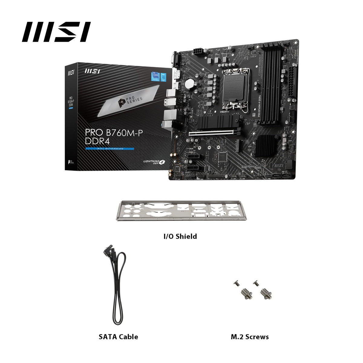 Placa de bază MSI PRO B760M-P DDR4, suportă procesoare Intel de generația 12, 13 și 14 Core, LGA 1700, DDR4 Memory Boost 4800+MHz/OC, slot PCIe 4.0 x16, sloturi M.2 Gen4, Micro-ATX, divers, M-ATX - 7E02-001R