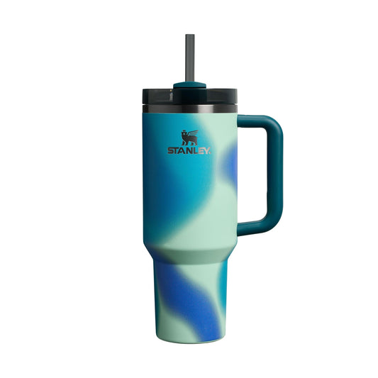 STANLEY 1913 Quencher H2.0 Flowstate Drinking Bottle with Straw 1.2L - Thermo Mug Cools 11 Hours - 48 Hours Ice Cooled - Thermos Bottle BPA Free - Stainless Steel Drinking Cup - Coastal Teal Motion - 100000115754