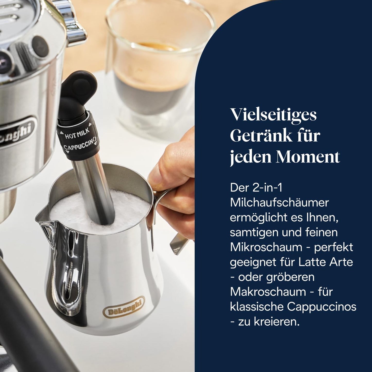 De'Longhi Dedica Style - Perfetto compact portafilter machine espresso machine with buttons, manual milk frother for espresso and cappuccino, ESE pad suitable, 15cm wide, metal (EC685.M) - 0132106324