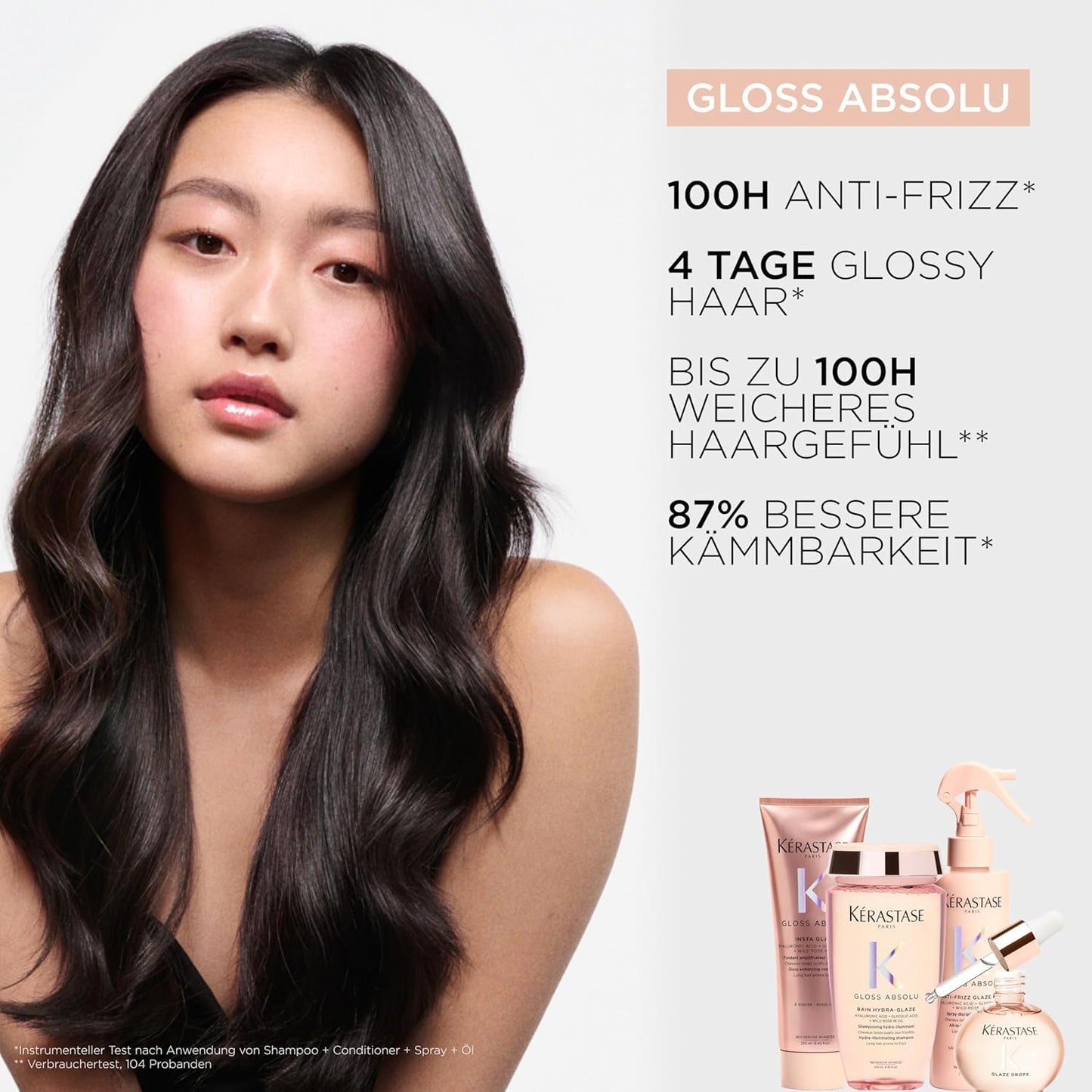 Kérastase Gloss Absolu Bain Hydra-Glaze, shampoo for long, frizz-prone hair, with hyaluronic acid, glycolic acid and wild rose oil, for intense shine and volume, 500ml - 3474637283414