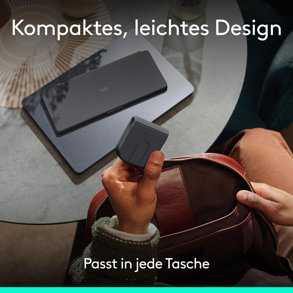 Logitech Keys-to-Go 2 și Mobi Fold, tastatură subțire cu husă și mouse pliabil, ușor, mobil, Bluetooth, pentru Windows-PC, Mac, Android, Chromebook, iPad, DEU QWERTZ - Grafit - 910-007631
