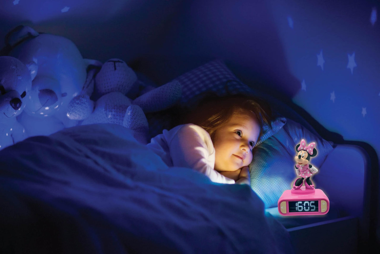 Lexibook, Disney Minnie, Minnie Night Light Alarm Clock, Sounds and Melodies, LCD Screen with Backlight, Luminous, Snooze, Pink, RL800MNLXB