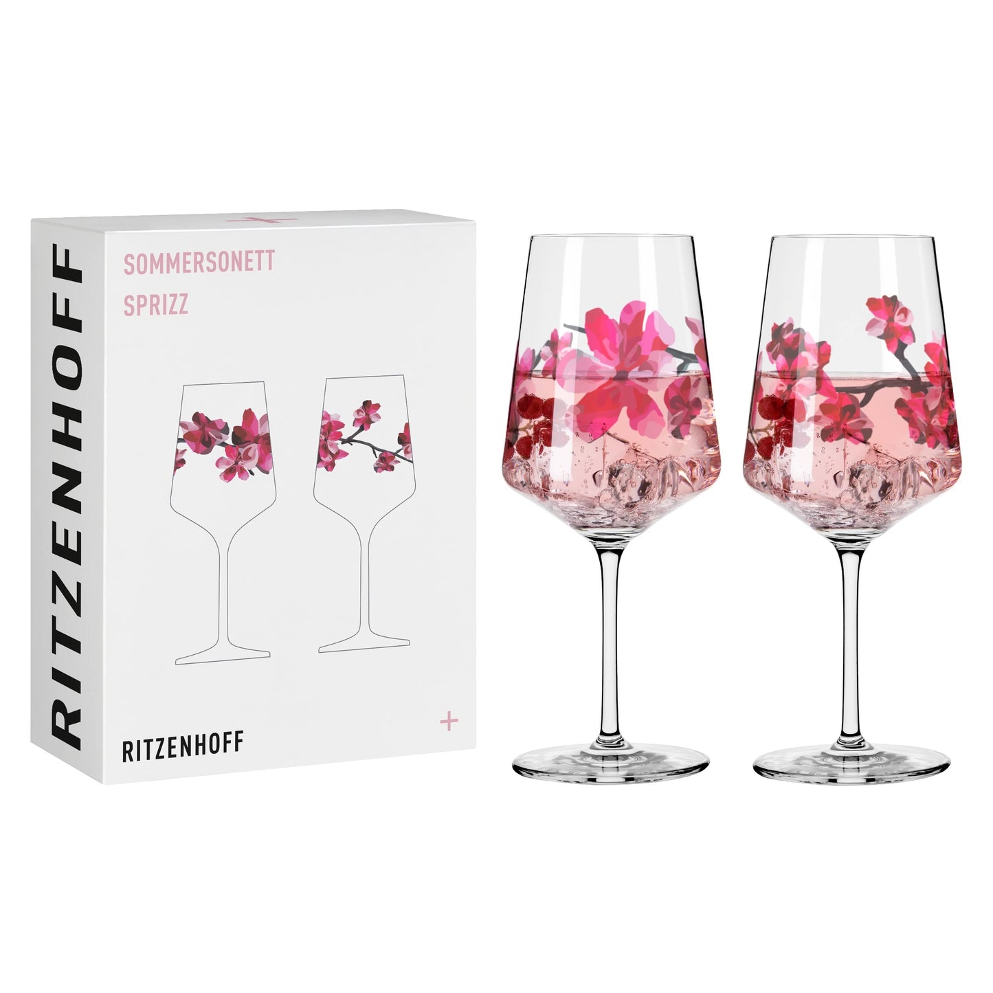 RITZENHOFF 3461006 Aperitif Glass Sprizz Set of 2 500 ml - Sommersonett Series No. 11 + 12 - with Asian motif red - Made in Germany