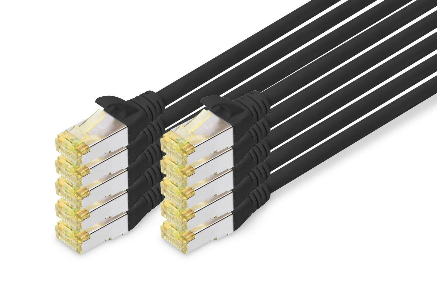 DIGITUS LAN cable Cat 6A – 5 m – 10 pieces – S/FTP shielded – black - DK-1644-A-050-BL-10