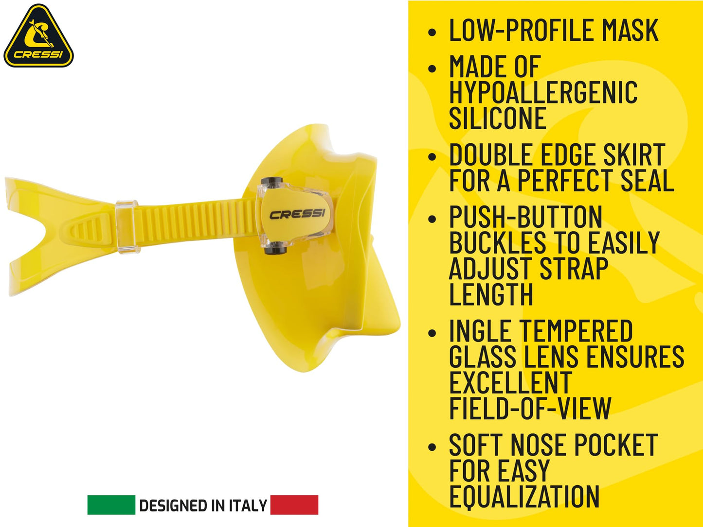 Cressi frameless diving mask F1 - anti-fog glass lens, diving goggles - ergonomic silicone edge, snorkel mask - dry snorkel & snorkel set - transparent - mask - ZDN281000
