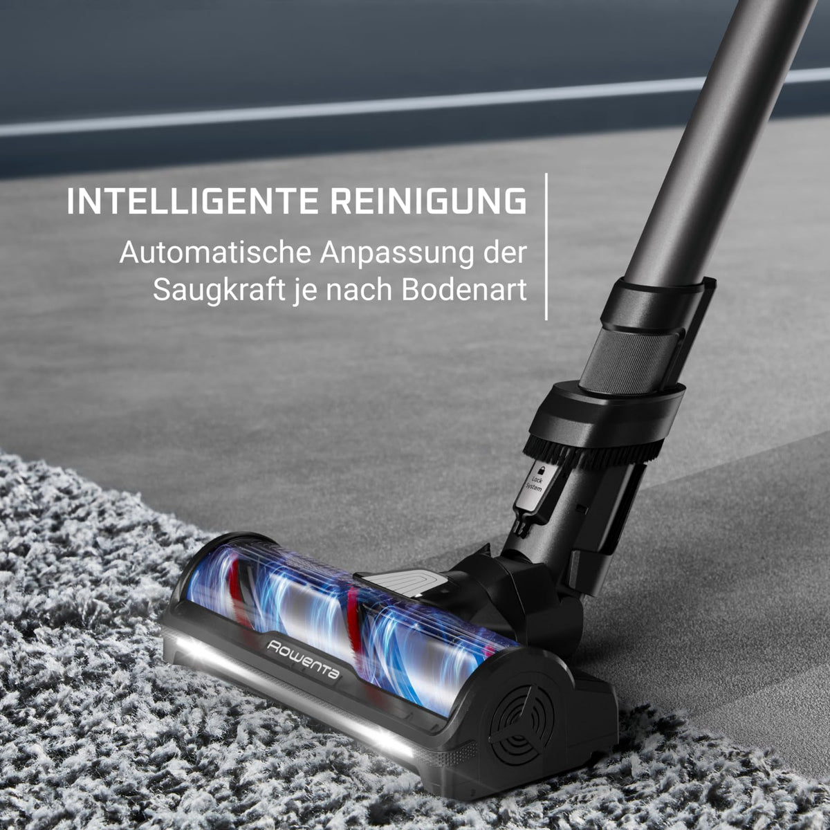 Rowenta X-Force Flex 12.60 Neo Allergy Aerospin Aspirator cu acumulator, 60 minute autonomie, 150 Air Watt, fără fir, ajustare automată a puterii de aspirație, tehnologie Flex, display LED, albastru/gri, RH9LC0WO