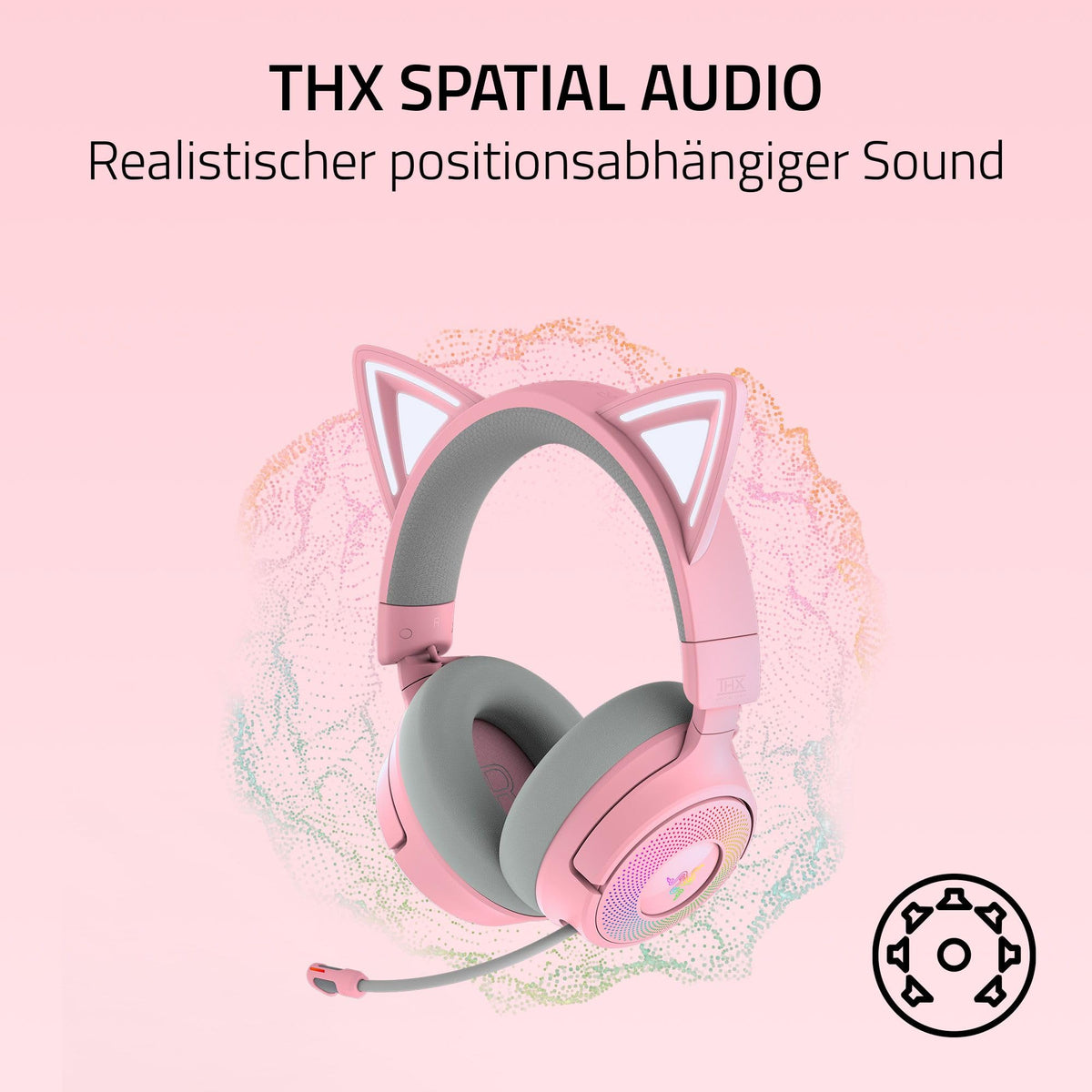 Razer Kraken Kitty V3 Pro - Wireless RGB Kitty Headset for Gaming - Reactive Streaming Cat Ears - Triforce 40mm Drivers - Hyperspeed Wireless & Bluetooth - THX Spatial Audio | Quartz - RZ04-05170200-R3M1