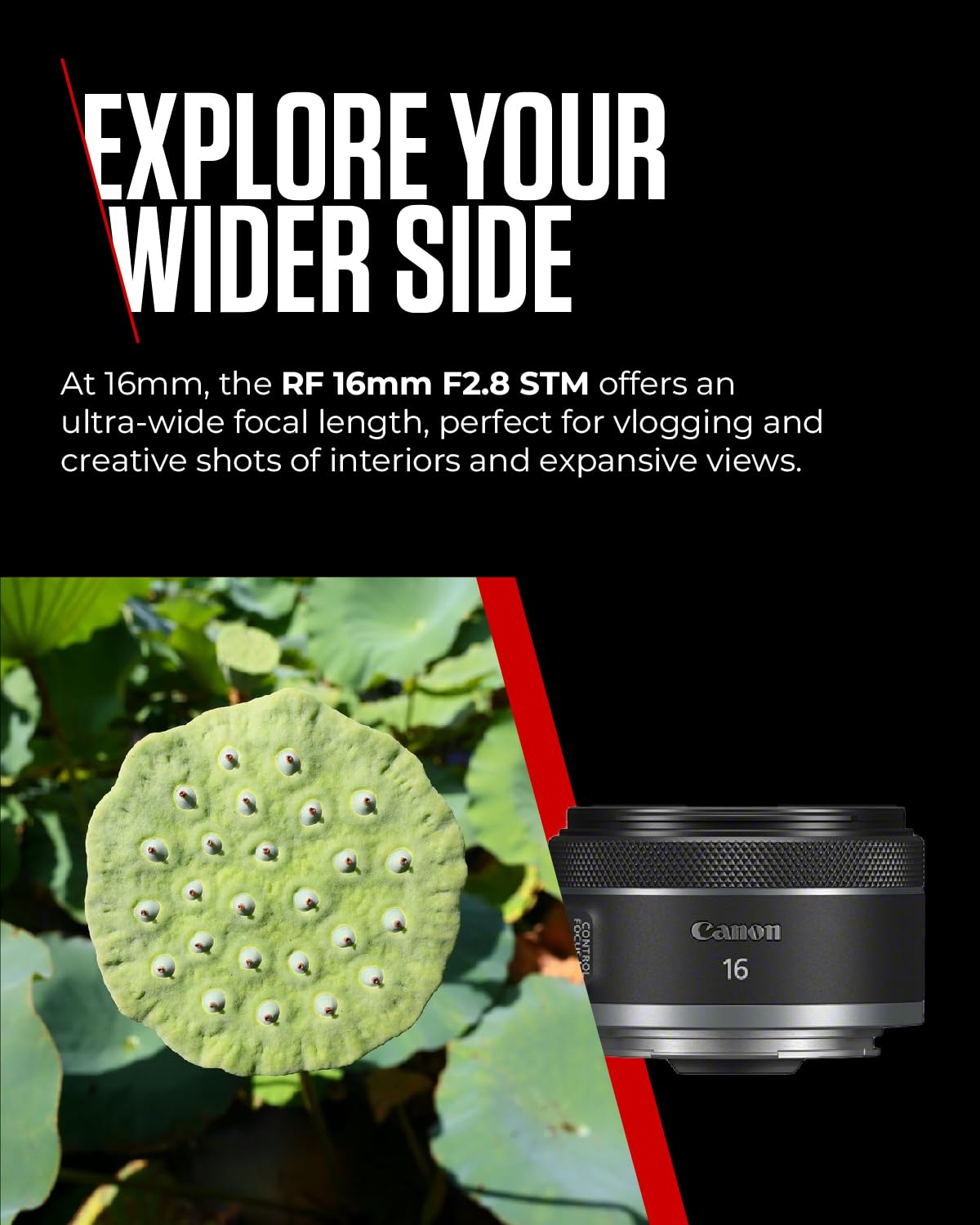Canon RF Lens 16mm F2.8 STM – Ultra Wide Angle Prime Lens for Vlogging & Landscape Photography | Compatible with EOS R System - 5051C005