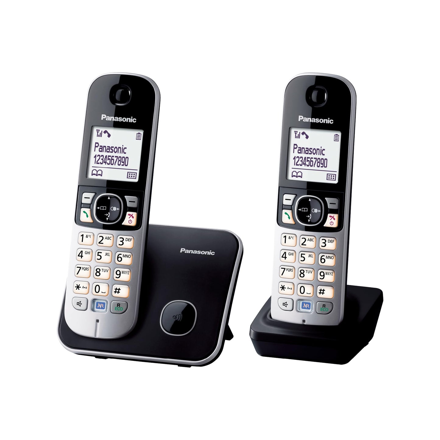 Panasonic KX-TG6812GB DECT cordless telephone Duo without answering machine (low radiation, eco mode, gap telephone, landline, call barring) black