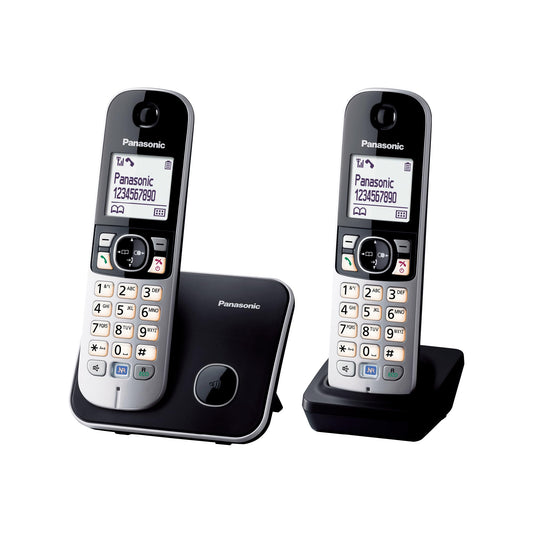 Panasonic KX-TG6812GB DECT cordless telephone Duo without answering machine (low radiation, eco mode, gap telephone, landline, call barring) black