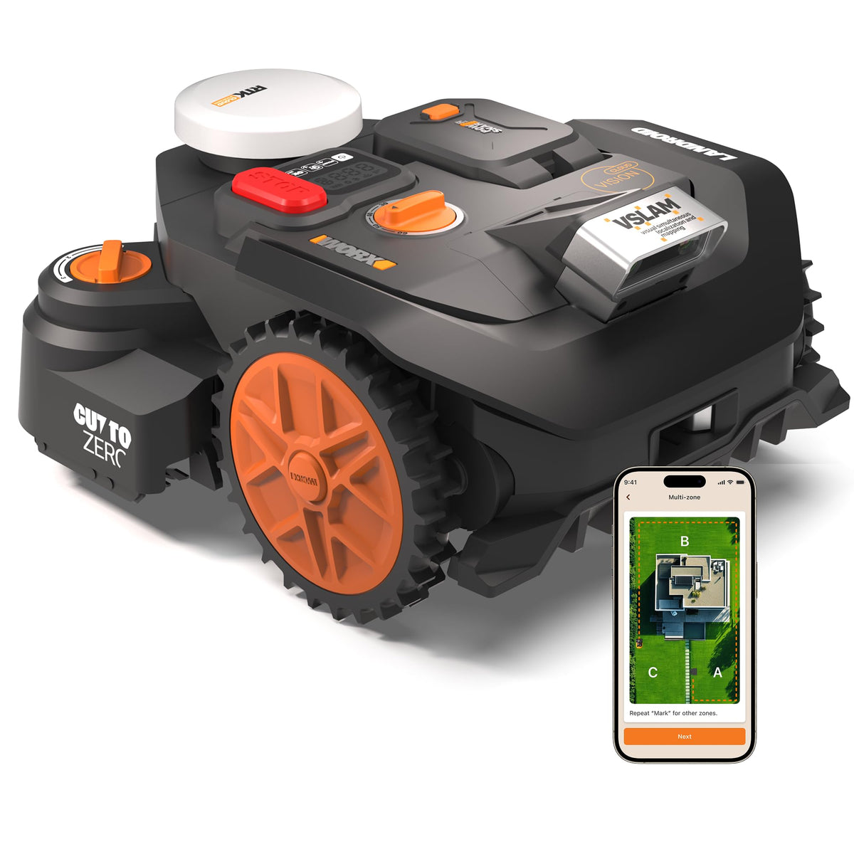 Worx Vision Cloud WR306E, 2WD Robotic Mower without Boundary Wire, 600 m²