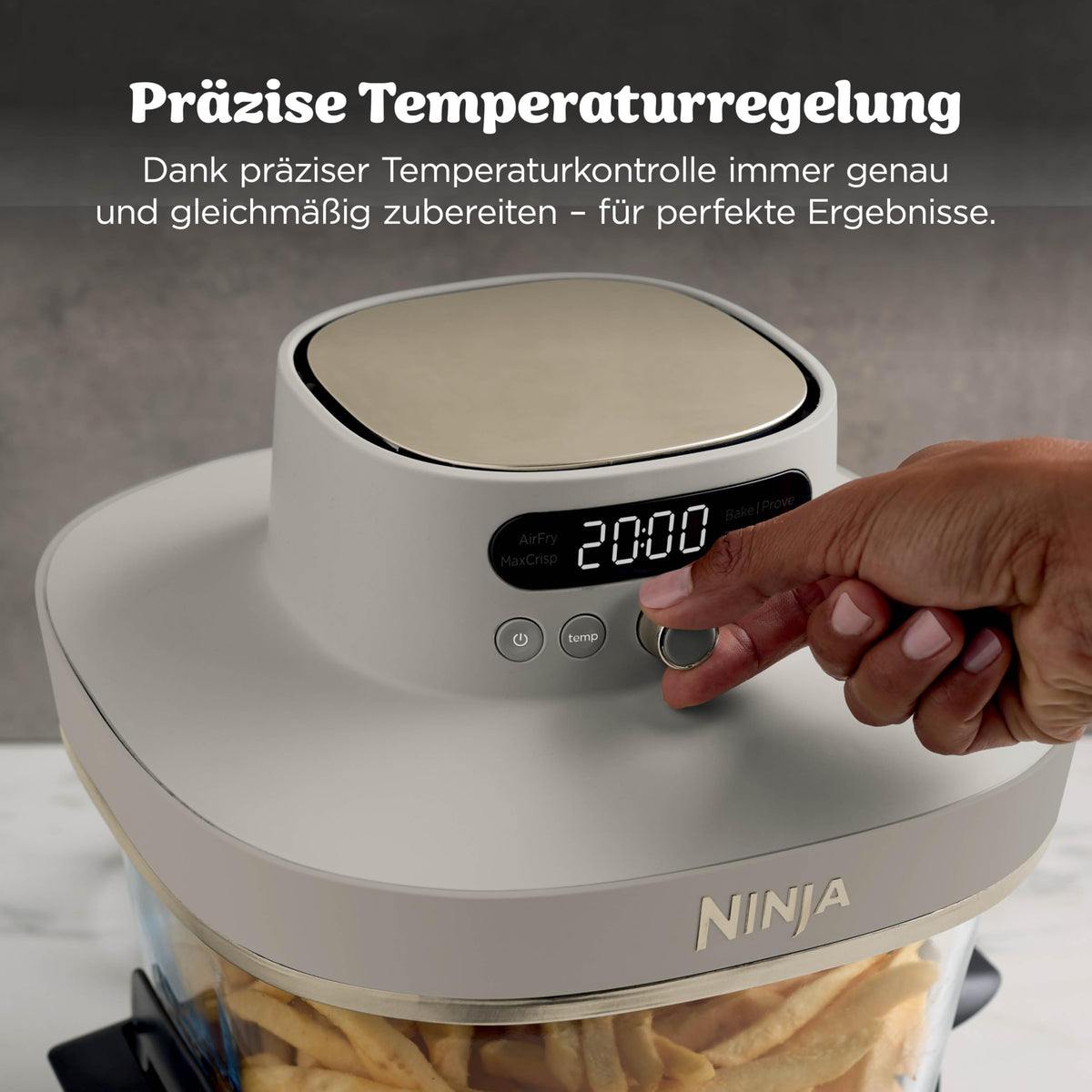 Ninja CRISPi PRO XL Glass Air Fryer, Stone Gold, AS090EUSD
